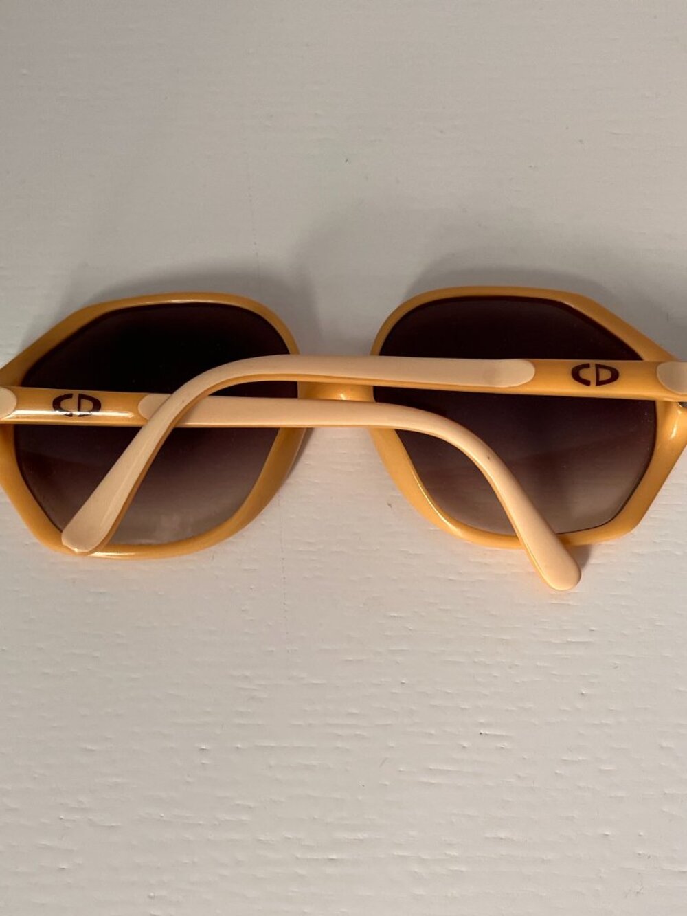 Vintage Christian Dior Oversize Sunglasses, Rounded Octagonal Cream Frames